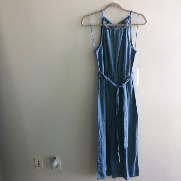 River Island Culotte Cropped Leg Jumpsuit | Blue - Picture 3 of 7